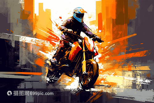 极限城市摩托车艺术插图